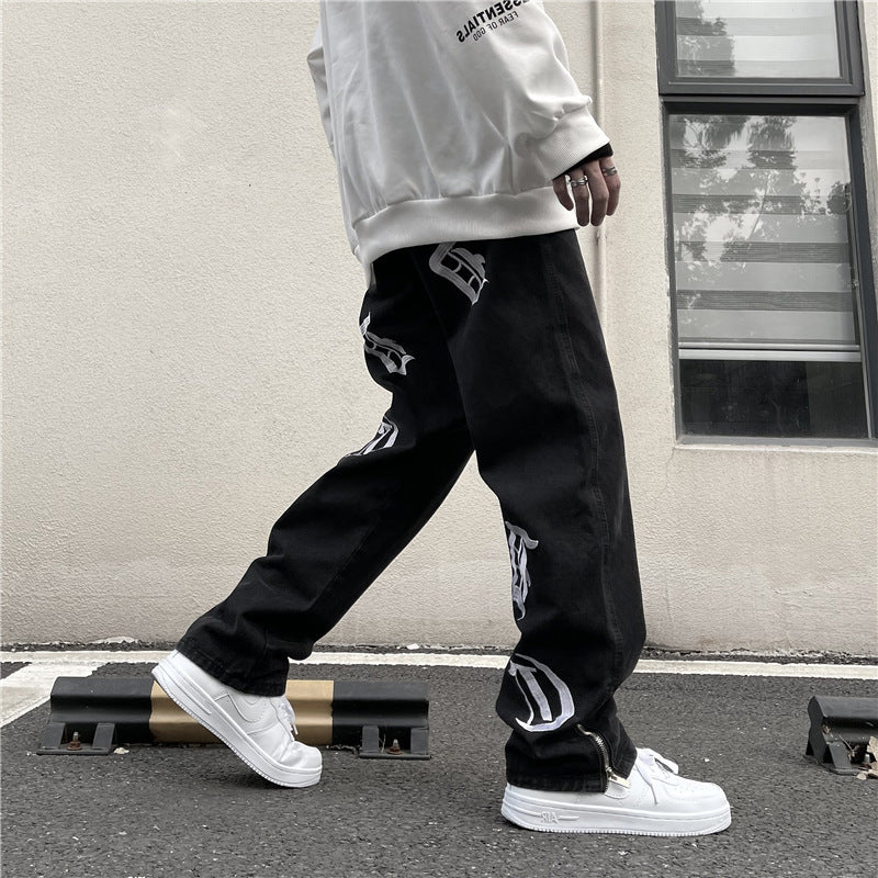 Baggy Jeans Seitlicher Reißverschluss